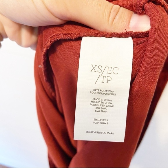 CAbi | Crimson Red Crushed Velvet Bohemian High/Low Midi Dress Size XS - Picture 5 of 9